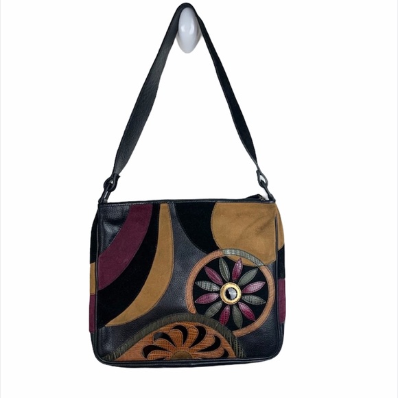 Sharif Studio Leather Floral Shoulder Bag Purse